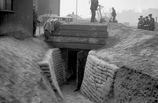 Air raid shelter, Salford Docks for Manchester Ship Canal Company Manchester 1939. Peel Archives Ref: PHO/BWC/2/7/6.