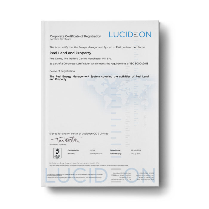 Peel L&P ISO 50001:2018 Certificate 2022